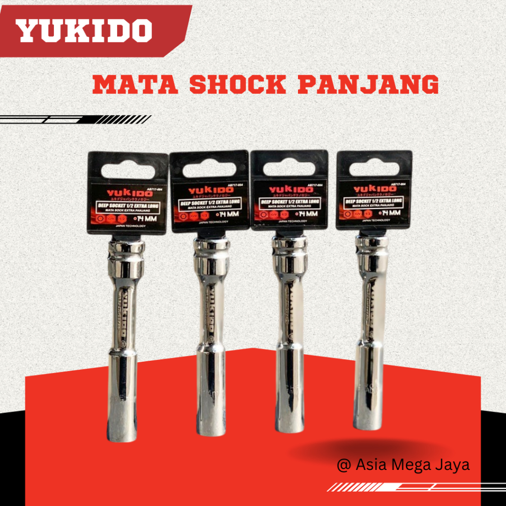 YUKIDO Mata Sok Panjang 8 10 12 14 MM Kunci Sock 1/2" 6PT Deep Wall Socket ORIGINAL