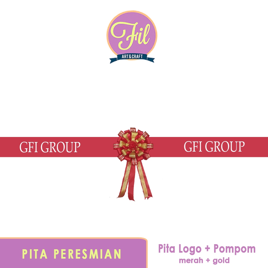 

Pita Peresmian / Pita Logo / Gunting Pita / Grand Opening / Pom satin Kain Merah