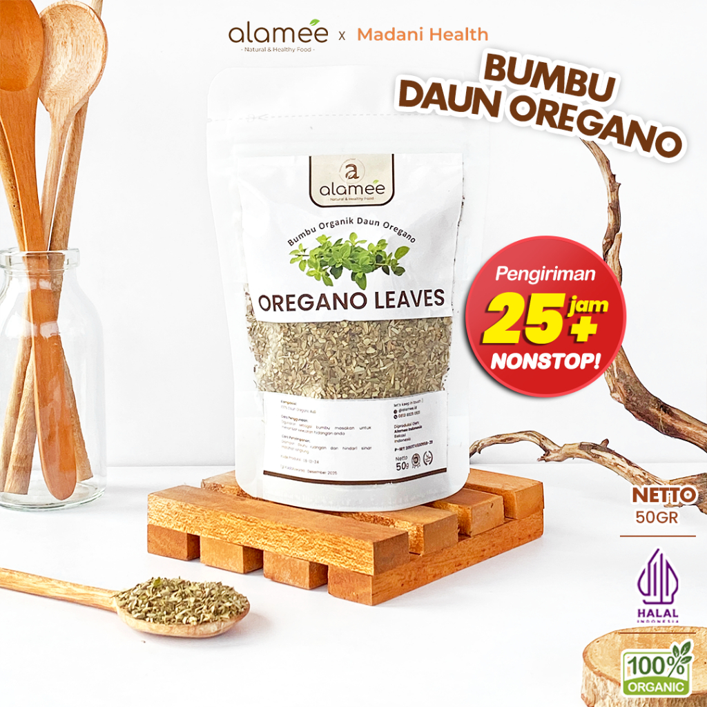 

ALAMEE Oregano Kering Dried Leaves Flakes Garnish Murni Asli Tanpa Campuran Bumbu Masak Dapur 50g