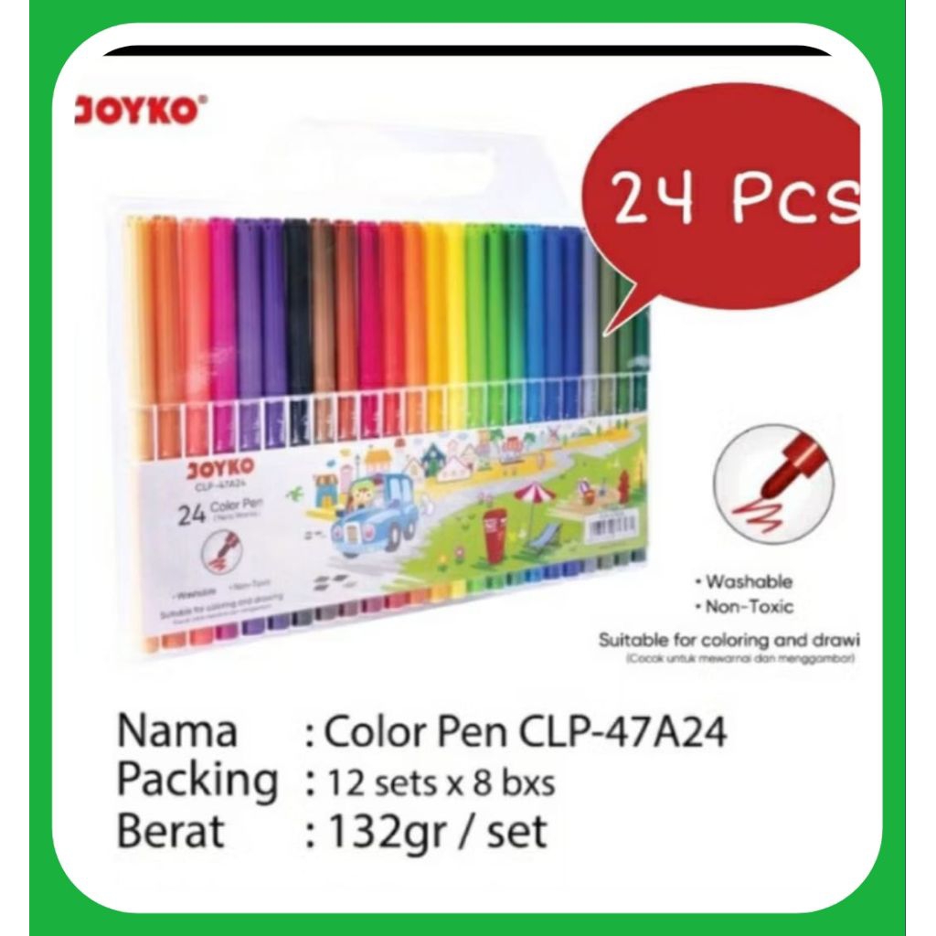 

Colour Brush Pen Joyko CLP-47A24 (24 pcs) Pensil warna Pensil air Kelir air clear air
