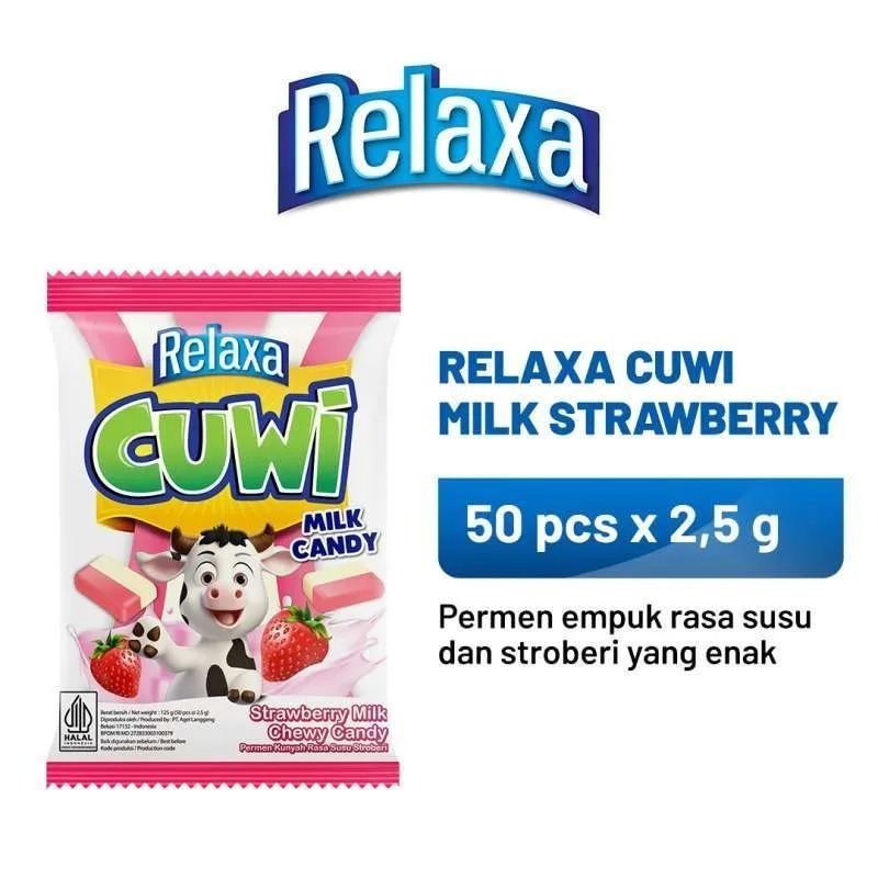

[oddsolshop] pekanbaru/Relaxa Cuwi Milk Candy Strawberry 125GR Permen Susu Stroberi