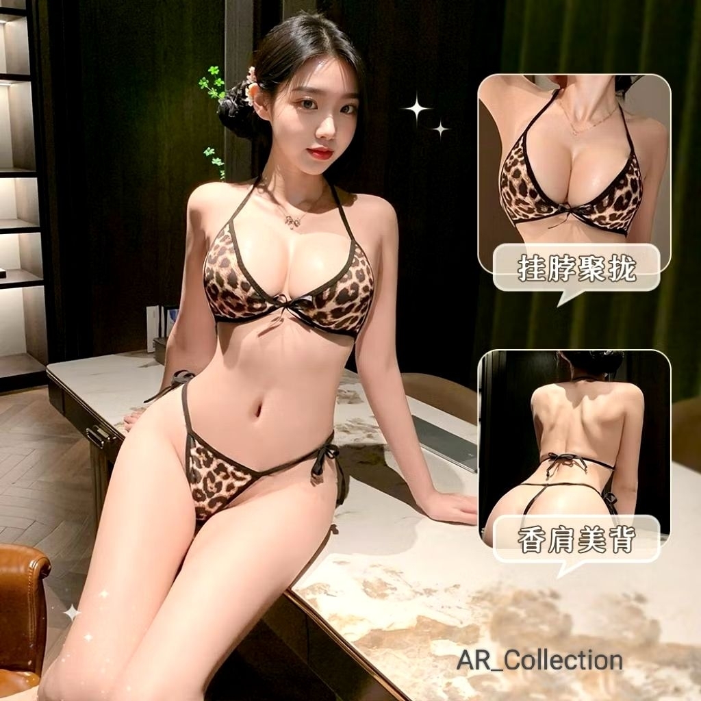 Set Lingerie Bikini Sexy Leopard - Pakaian Dalam Wanita Dewasa