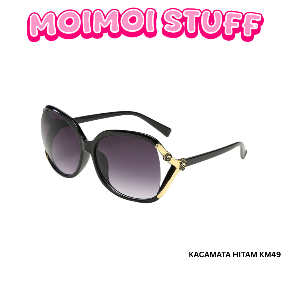 MM - KACAMATA HITAM KM49 WANITA MODEL KOREA MEWAH BAHAN METAL WARNA WARNI REAL PICT
