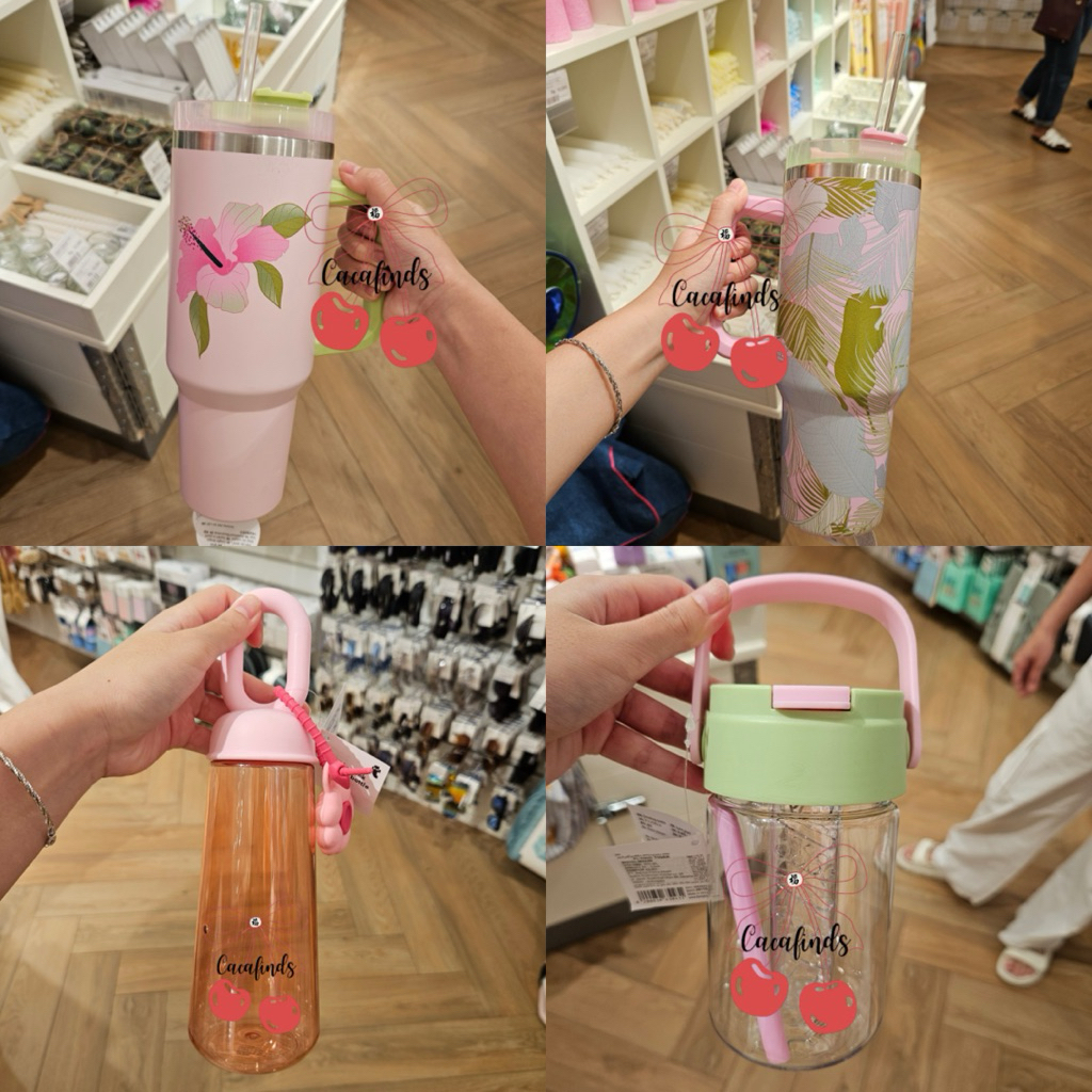FLYING TIGER‼️Botol Minum Plastik / Tumbler Stainless Steel + Sedotan (1200ml) Tropical Flower Colle
