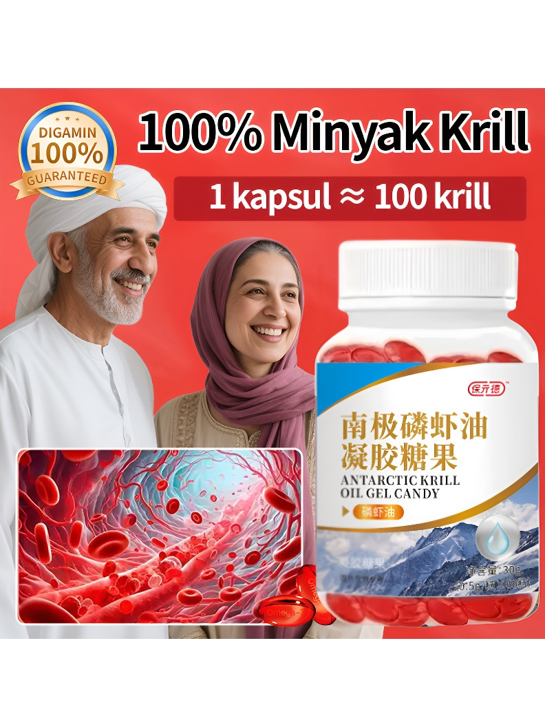 Krill Oil Super Premium 1000 mg 60 kapsul – Turunkan Kolesterol, Trigliserida & Tekanan Darah, Tingk