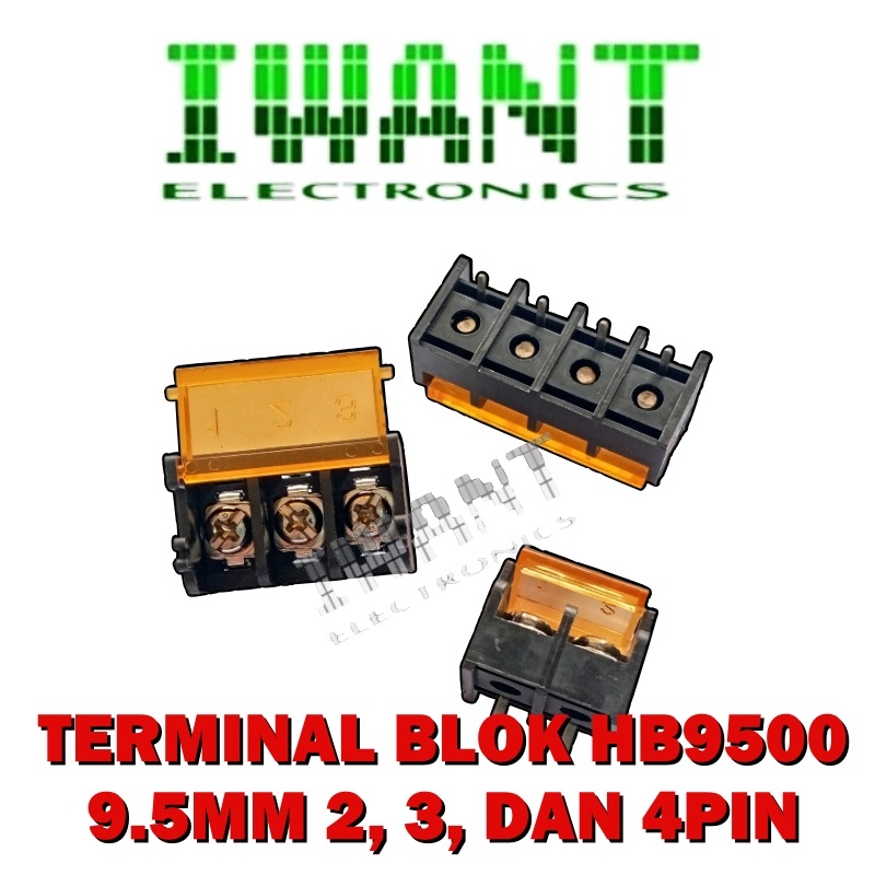 TERMINAL BLOCK PCB 2PIN 3PIN 4PIN HB9500 WITH COVER TERMINAL BLOK 9.5MM HB9500 2P 2 PIN 3P 3 PIN 4P 