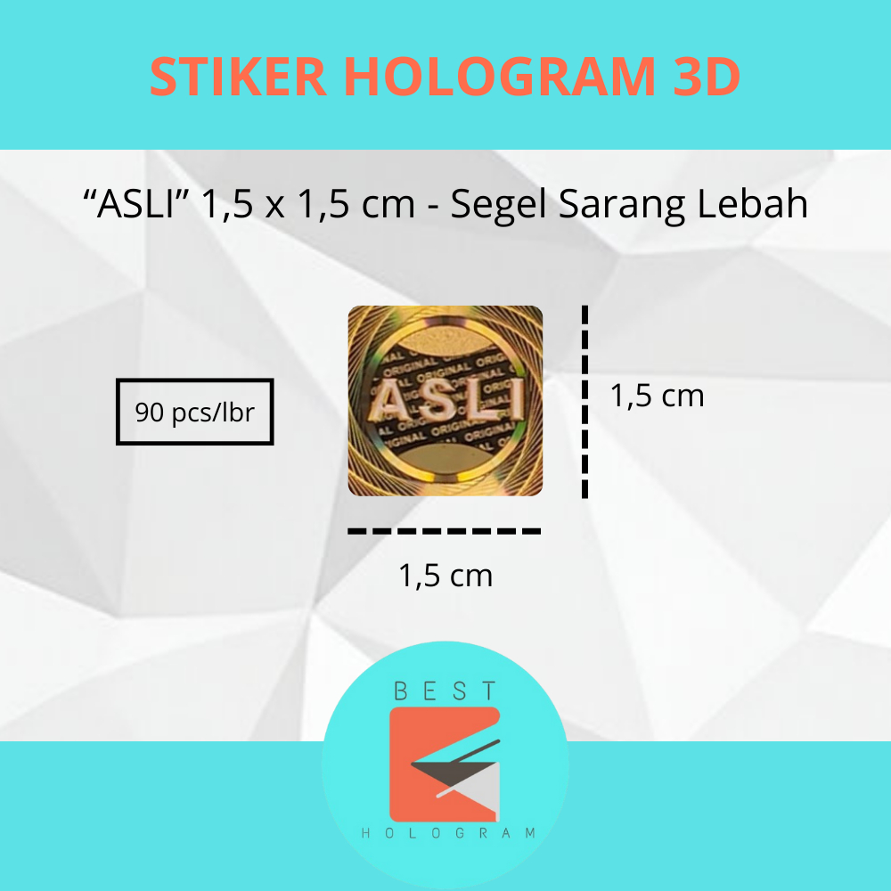 

Stiker Hologram 3D ASLI uk. 1.5 x 1.5 cm