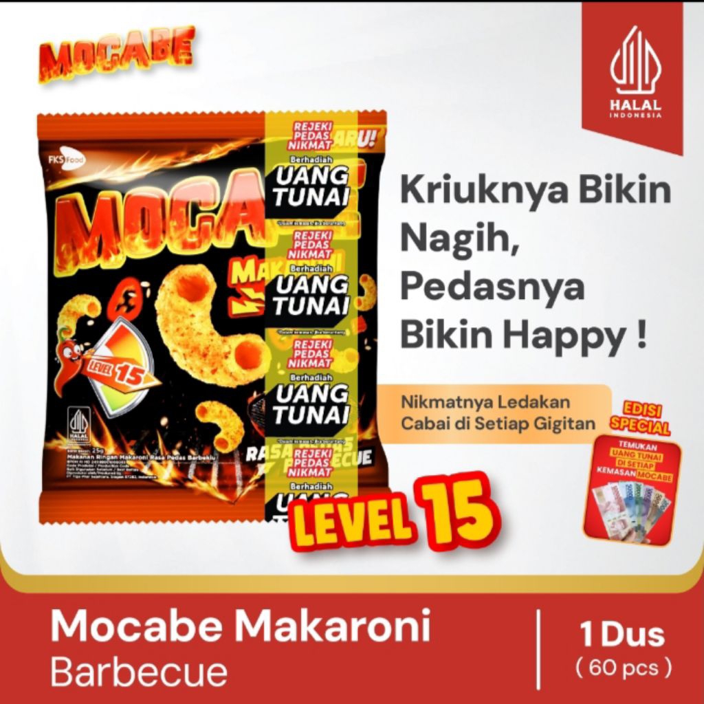

FKS FOOD || Mocabe - Barbeque - Small Pack - 1 Karton (6 renceng) - 60 Pcs - 25 gr (free 12 pcs)