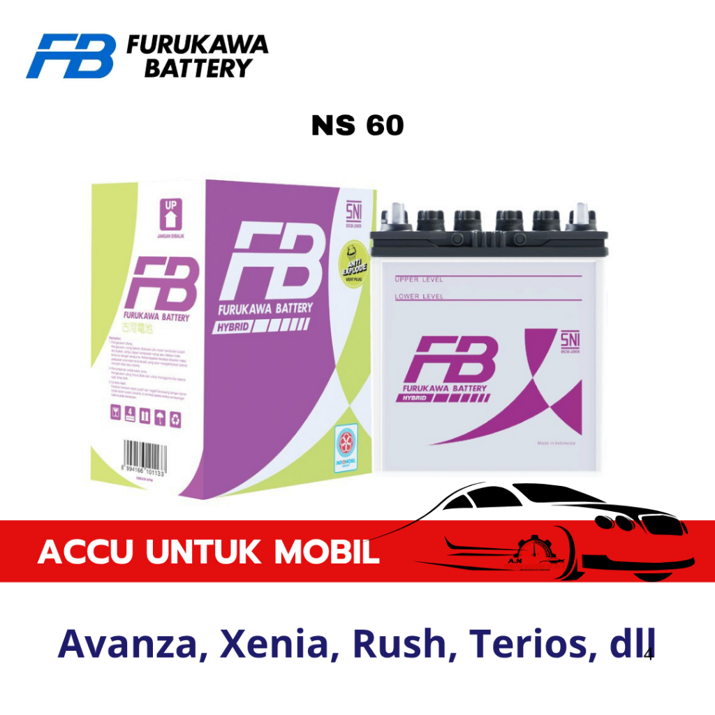 Aki Mobil FURUKAWA NS60 12V / 45Ah Aki Basah untuk mobil Avanza Xenia Rush Terios DLL