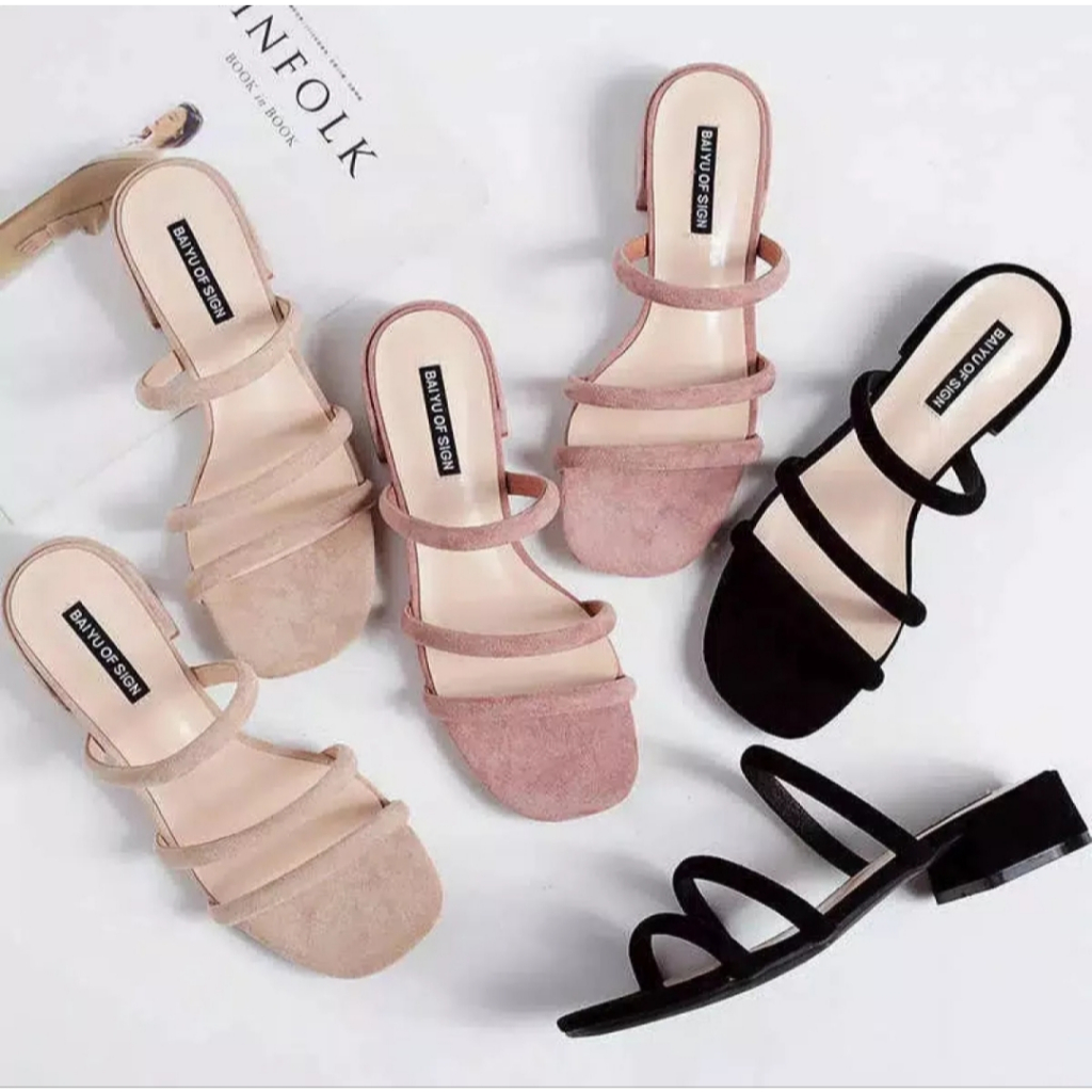 RAYLINE - SANDAL HEELS KONDANGAN WANITA MODEL SIMPEL SLIPON DM 011