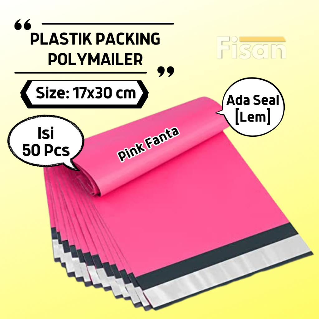 

50 Pcs Polymailer Plastik Packing Warna Pink Fanta 17x30