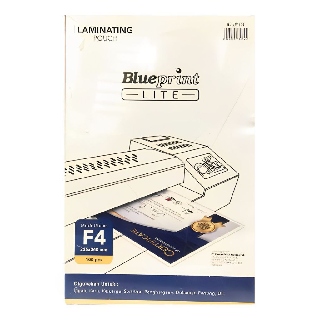 

Plastik Laminating Pouch Film Panas BLUEPRINT Lite F4 Isi 100pcs