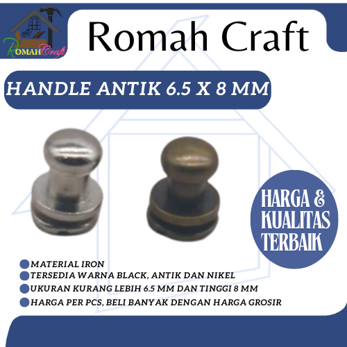 Handle antik 6.5x8 mm P.018 Tarikan laci Knob super mini Knob baut mur