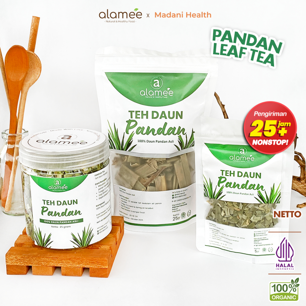 

ALAMEE Teh Daun Pandan Kering Leaf Tea Organik Alami Minuman Herbal Siap Minum Seduh