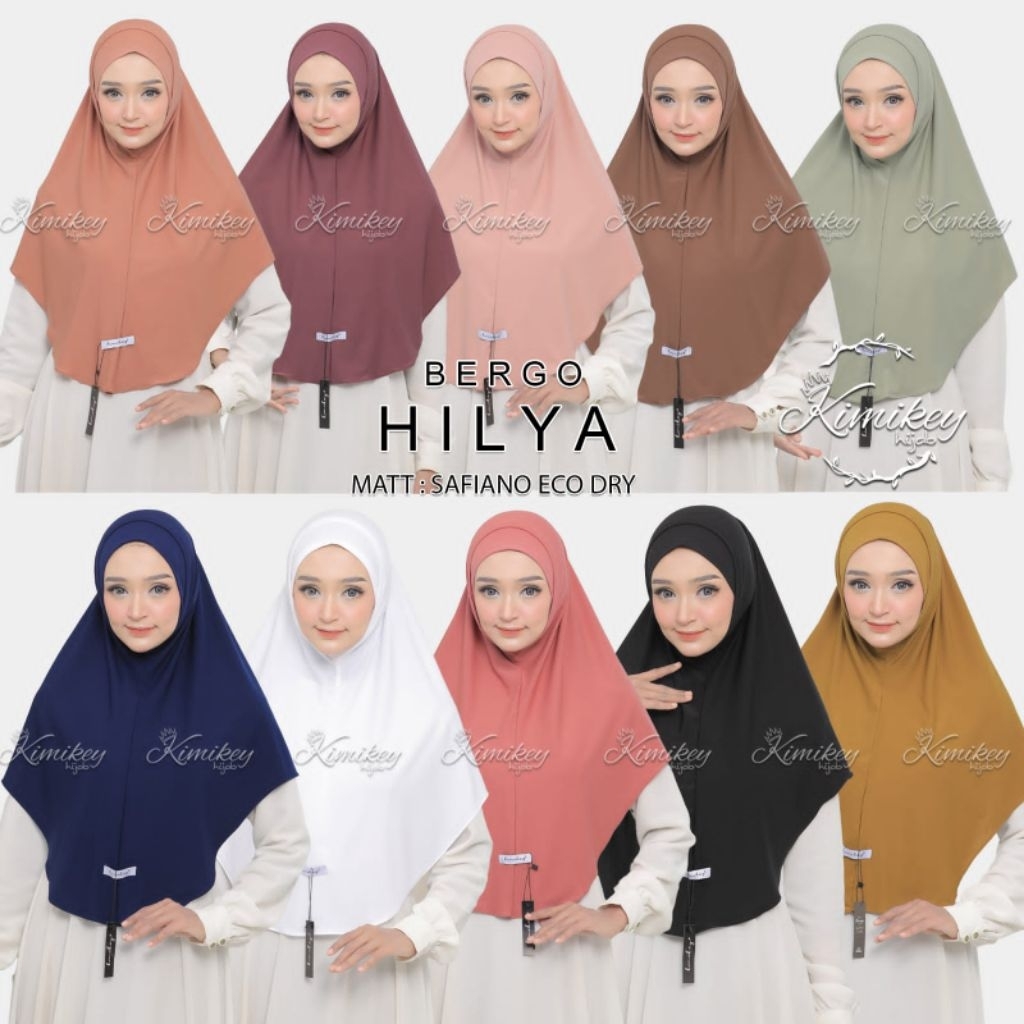 Hijab Instan Bergo Non Pet // Kerudung Khimar Kimikey Hilya Jersey Premium