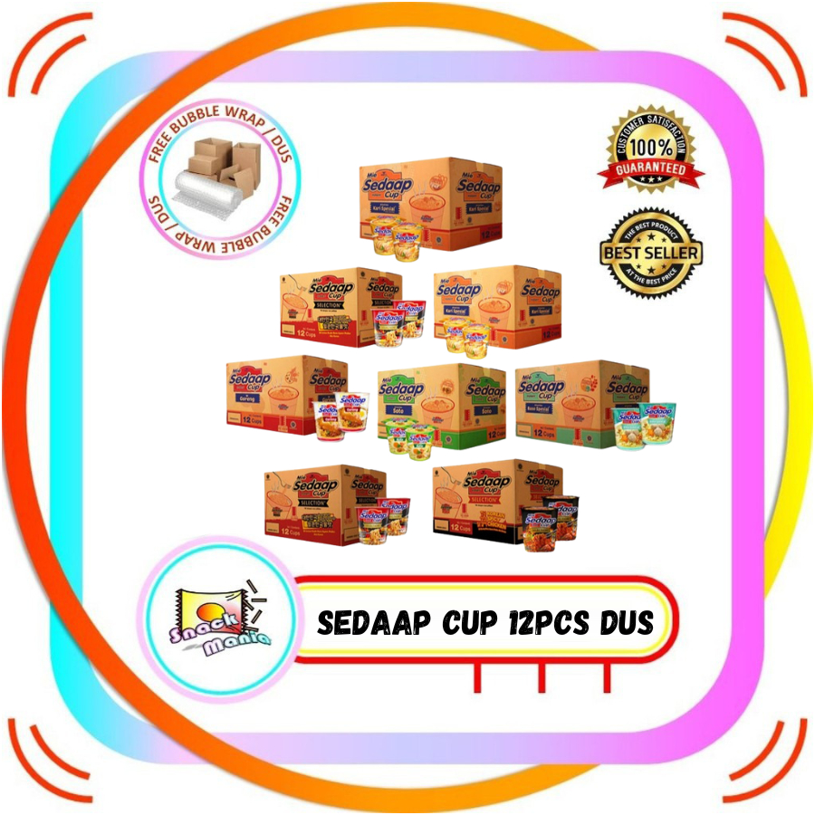 

Mie Sedaap SEDAP Cup Goreng - Soto - Bakso - Kari - Rawit Bingit - Korean Spicy 12 pcs DUS