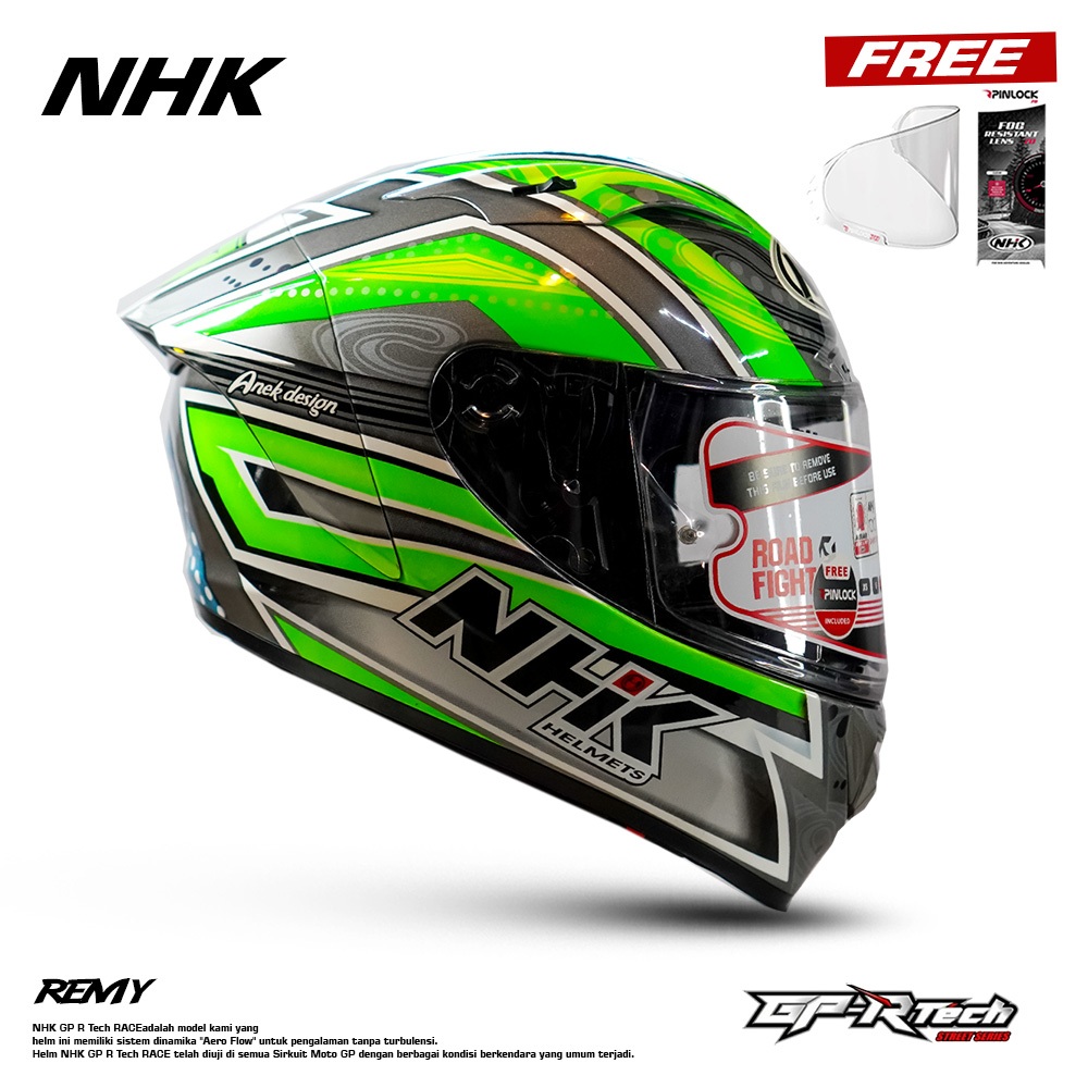 ELM NHK GPR TECH STREET REMY GARDNER GREEN GP-R FULL FACE HELMET