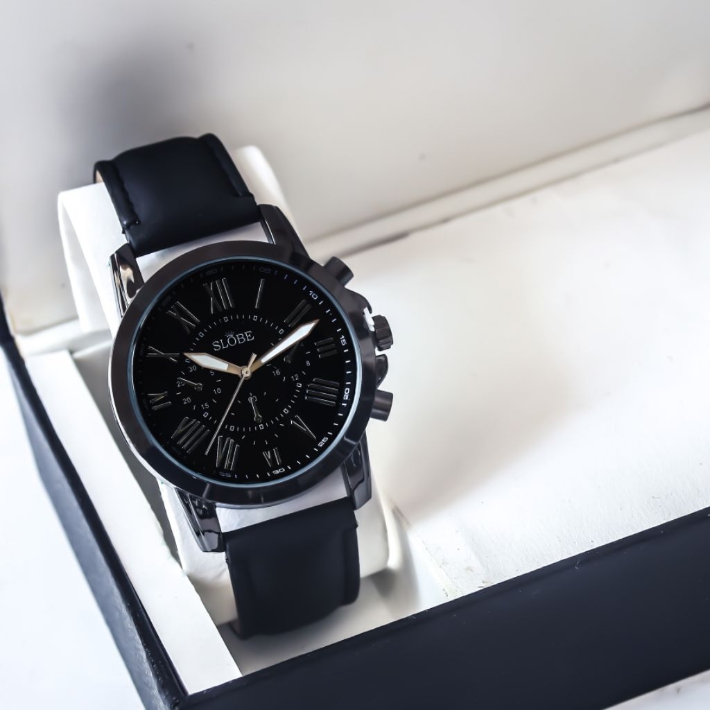 SLOBE Jam Tangan Pria Kulit Analog Free (ll Box kode 1.52