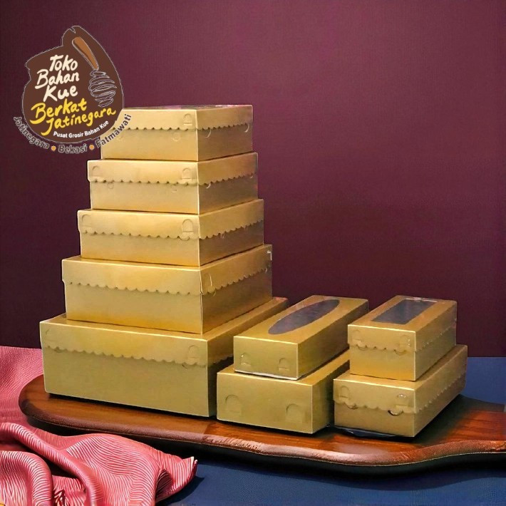 

DUS EMAS 22X22X8 CM - 25X25X8,5 CM / DUS GOLD / BOX CAKE / BOX KUE