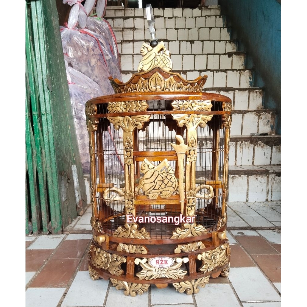 SANGKAR BURUNG PERKUTUT MAHKOTA KUBAH CEPER JERUJI FIBER