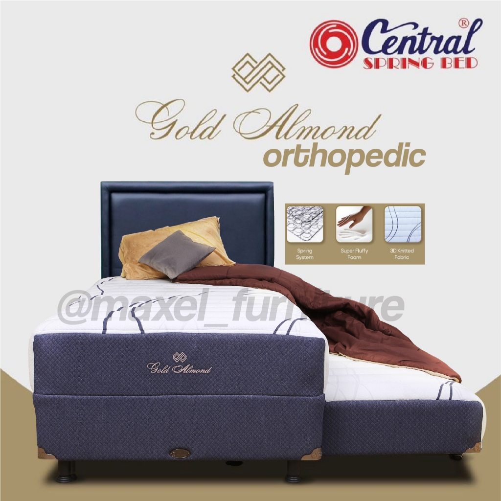 Kasur Sorong Central Springbed Gold Almond 2IN1 Twin Medium Firm Full Set Semarang