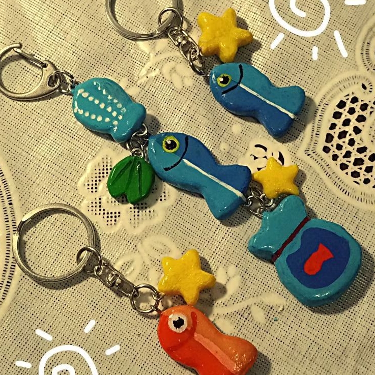 ‎⋆·˚ sea creatures clay keychain ☄. *