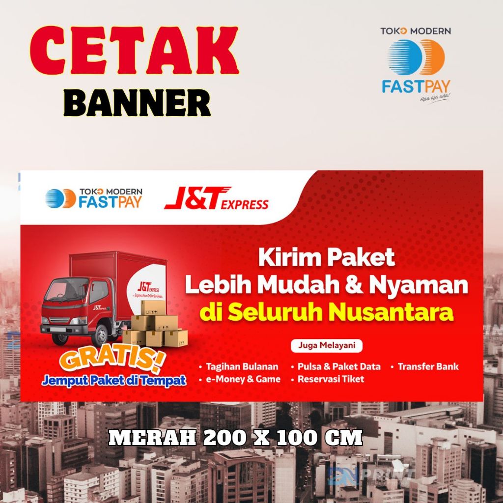 CETAK BANNER AGEN FASTPAY EXPEDISI J&T EXPRESS OFFICIAL