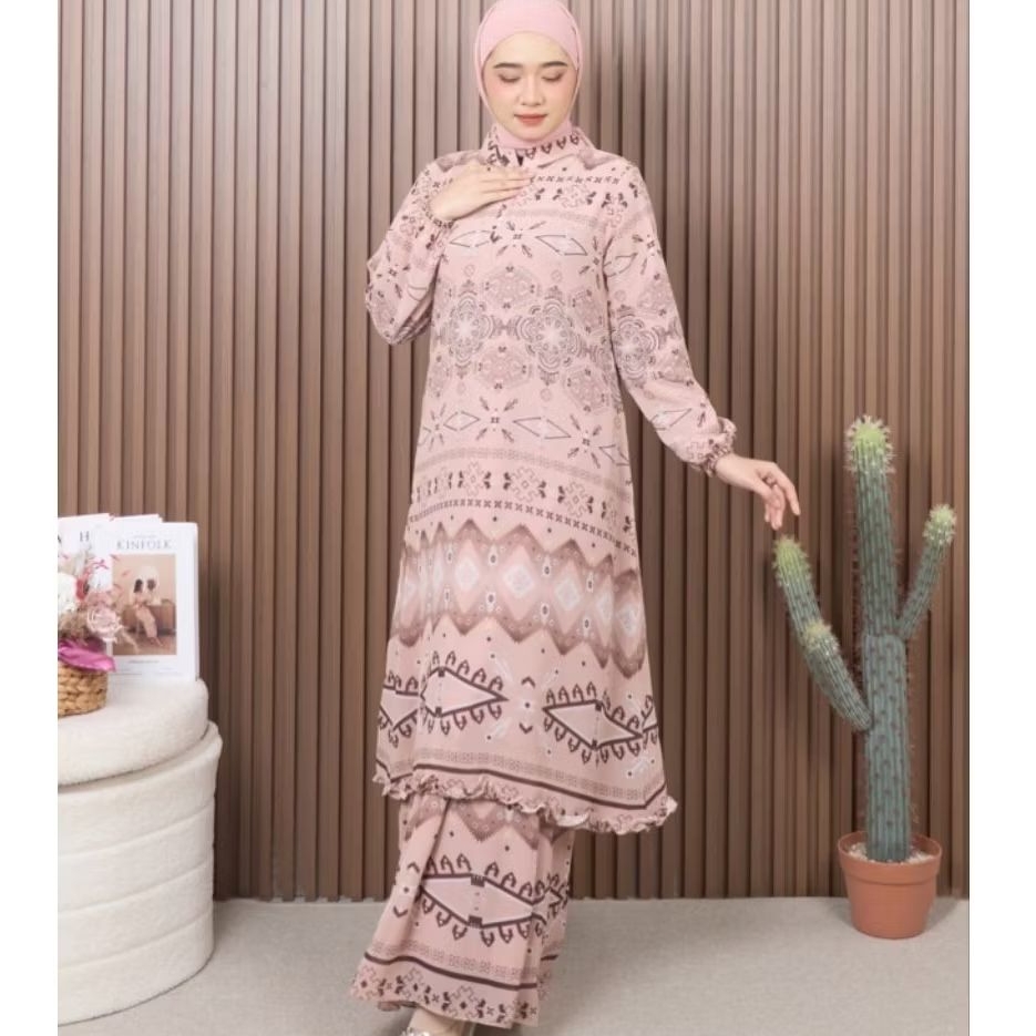 Gamis Malaysia Ceruty Motif Mewah 2025 | Premium | Adem