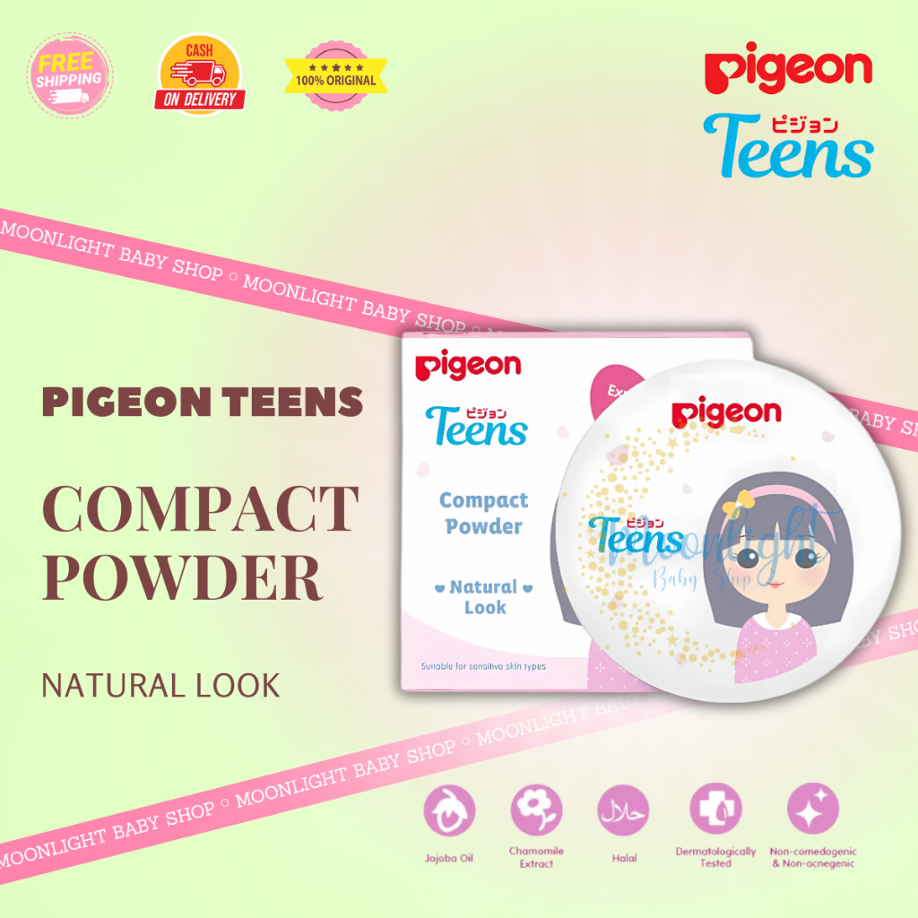 PIGEON Teens Compact Powder Natural Look 14Gr | Bedak Padat Remaja