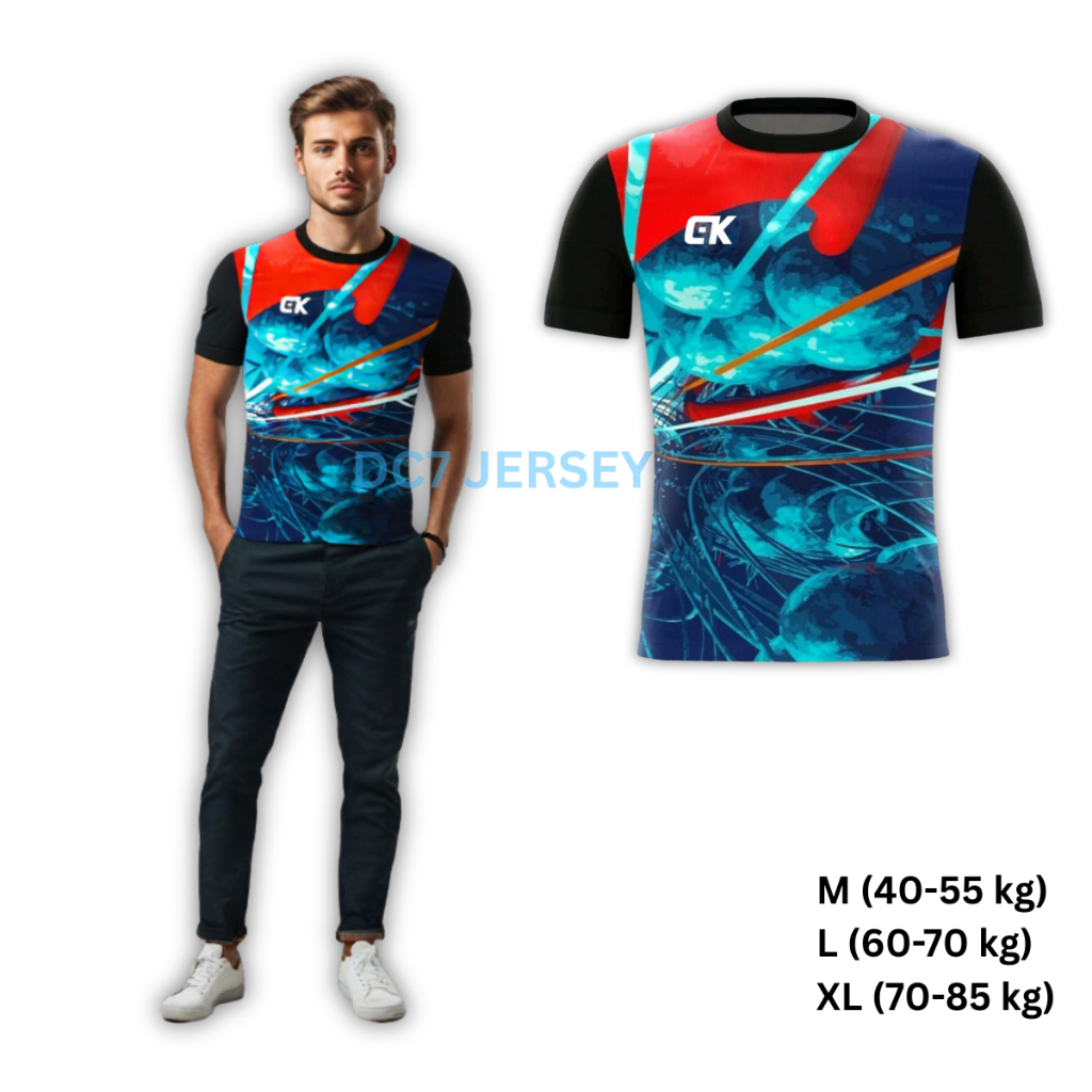 Setelan Baju dan Celana Badminton Futsal Kaos Bulutangkis Volly Full Print Dewasa Size M L XL