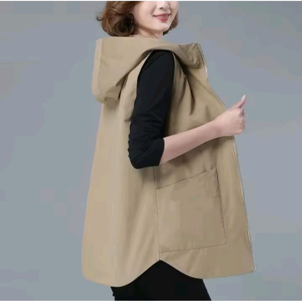 rompi Hoodie/rompi vest wanita/rompi panjang/rompi santai/rompi elegant