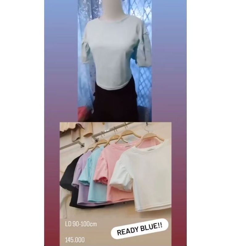 READY BANGKOK Top Blue Candy blouse balon
