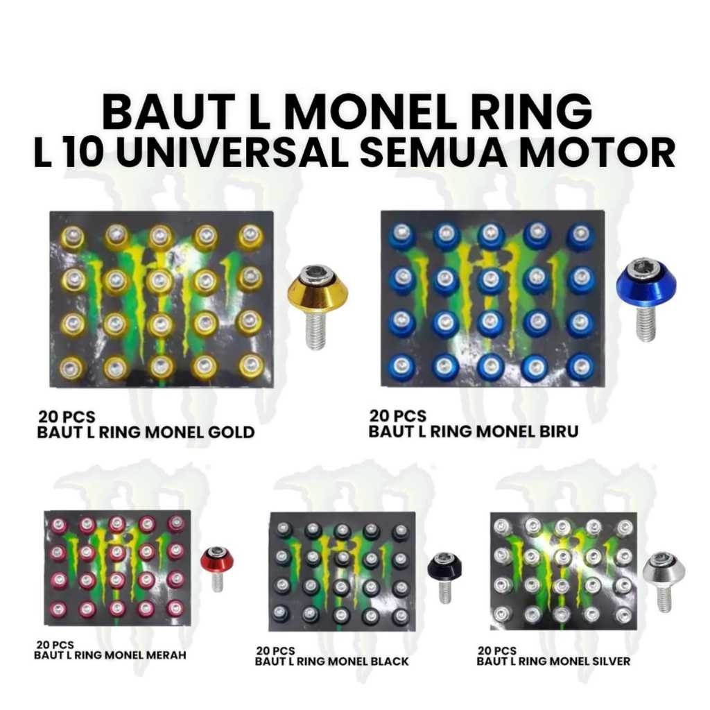 Baut L + Ring Monel Variasi (20pcs) Universal - Baut Variasi