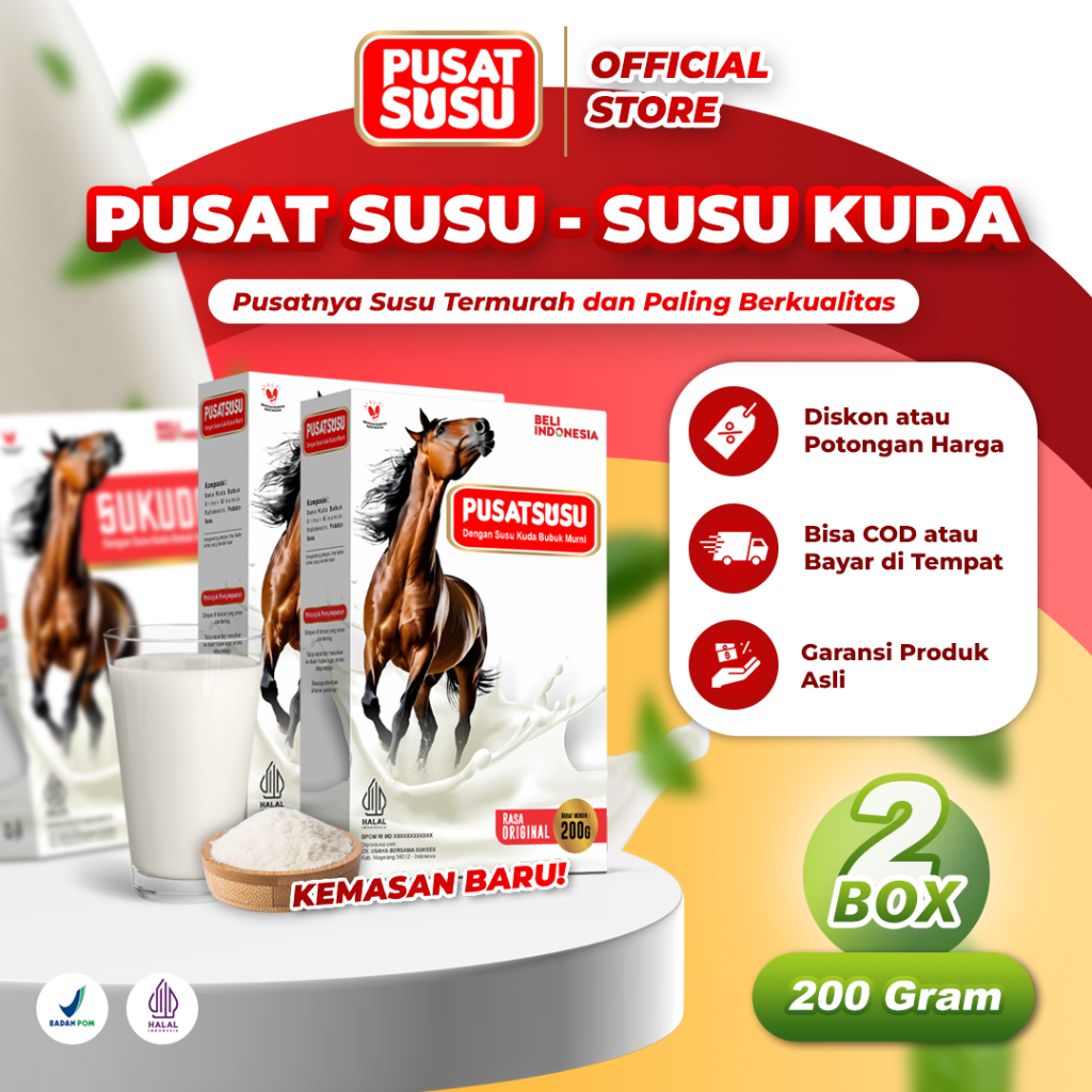 

PUSAT SUSU - SUSU KUDA 2 Box Susu Bubuk Kuda Liar Lombok Original Kolostrum 200 Gram
