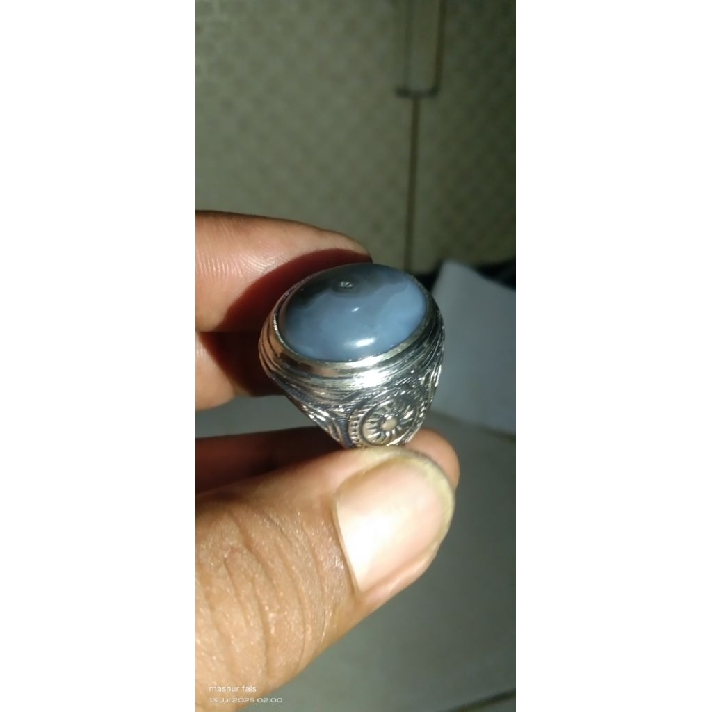 Cincin batu karangnunggal motif combong buntet/tidak tembus asli natural alam,batu berwarna ungu keb