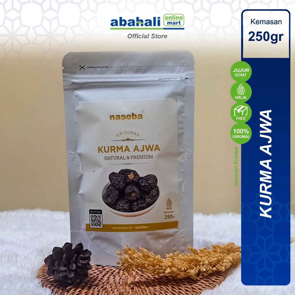 

Premium Naseba Kurma Ajwa Kemasan 250gr Kurma Nabi Energi Alami untuk Puasa & Aktivitas Harian