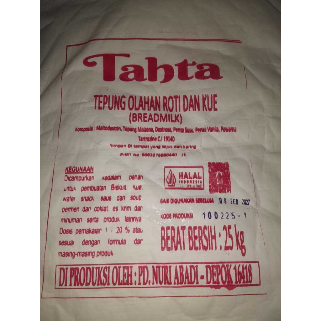 

Susu Bubuk premix tahta PREMIUM Campuran Roti & Kue kemasan 10kg/25kg TERMURAH