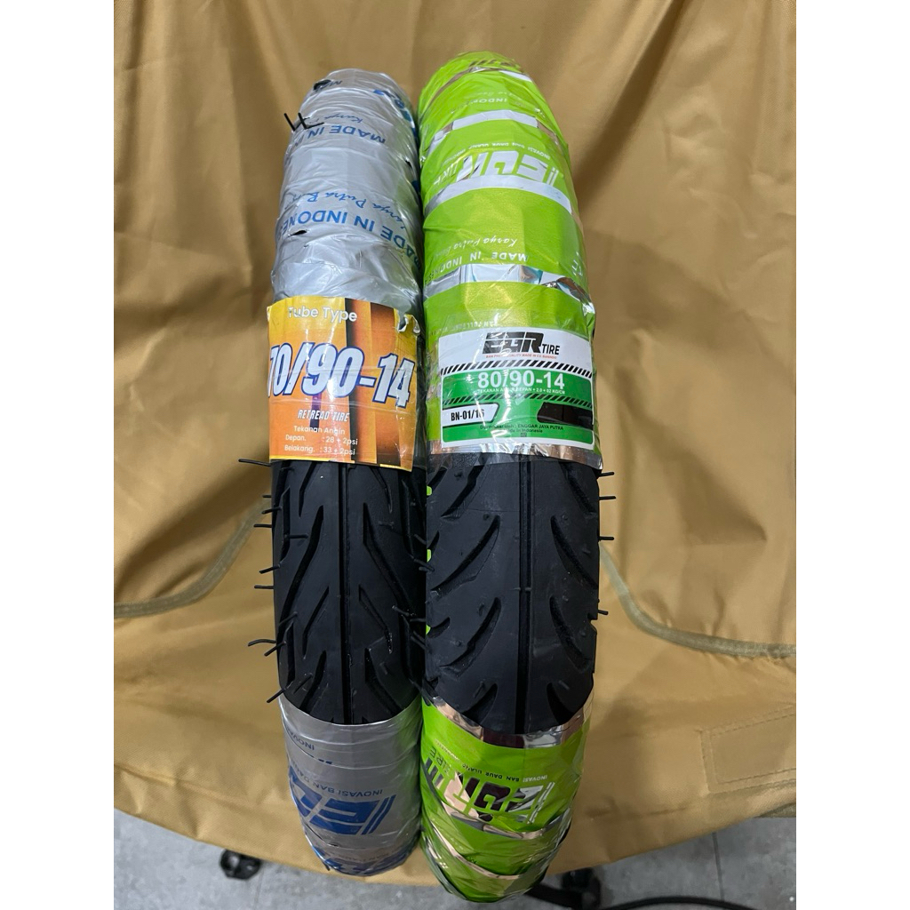 Sepasang ban motor ring 14, non tubles. depan 70/90, belakang 80/90 - 14. Buat mio.