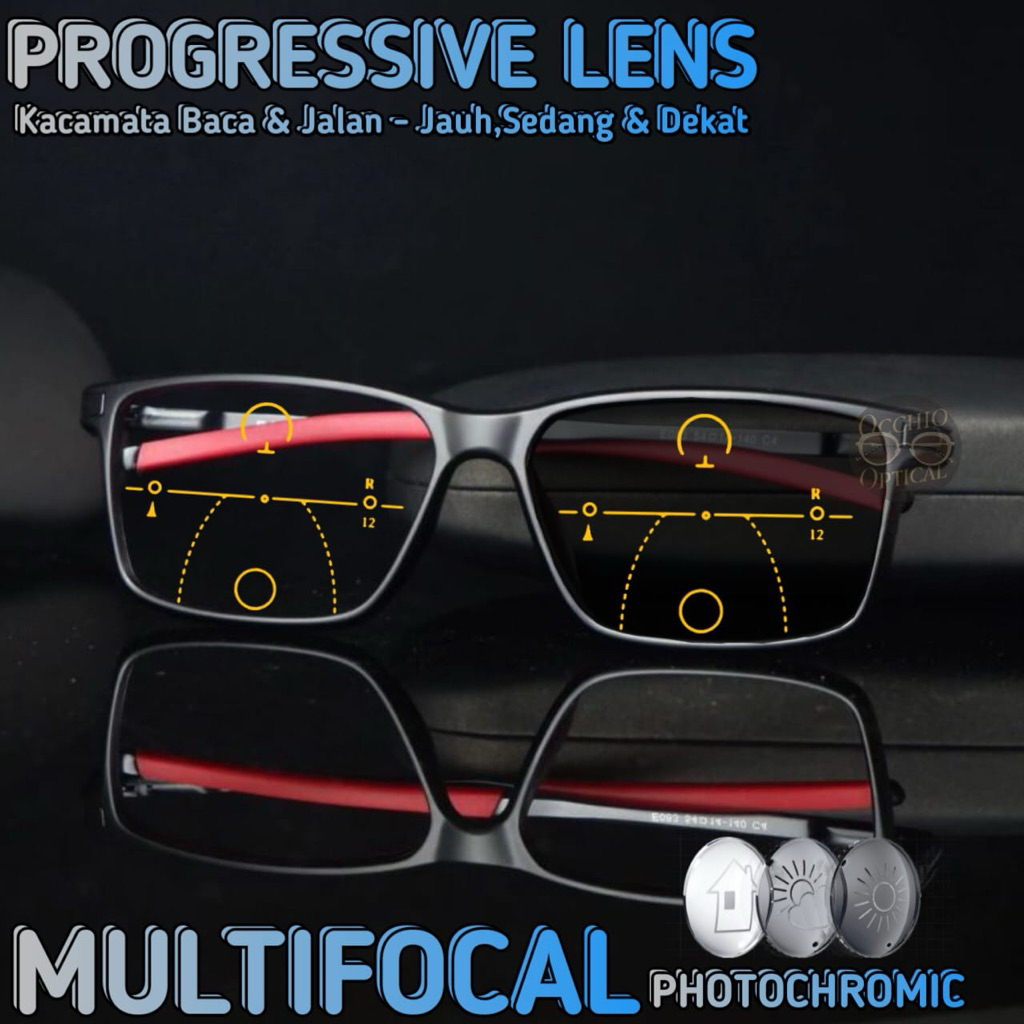 ‌Kacamata Progresif Sporty Priawanita |Kacamata Sporty Double Focus| Frame Sporty