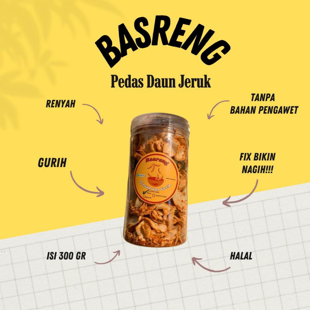

Basreng Bee Krispy Rasa Pedas Daun Jeruk 300gr