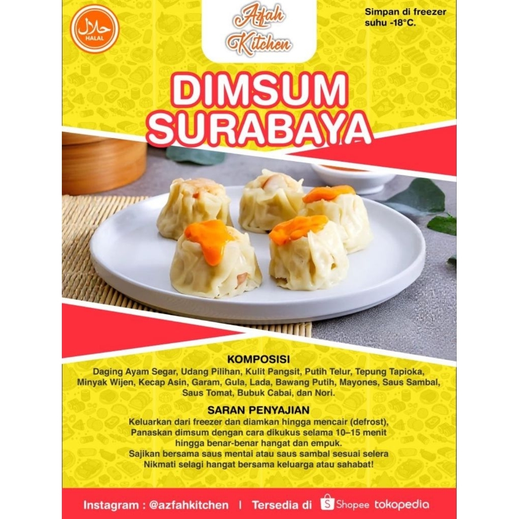 

Azfah Kitchen Dimsum Saus Mentai Surabaya Asli Ayam dan Udang isi Mix Ala Resto Halal Sehat dan Higienis