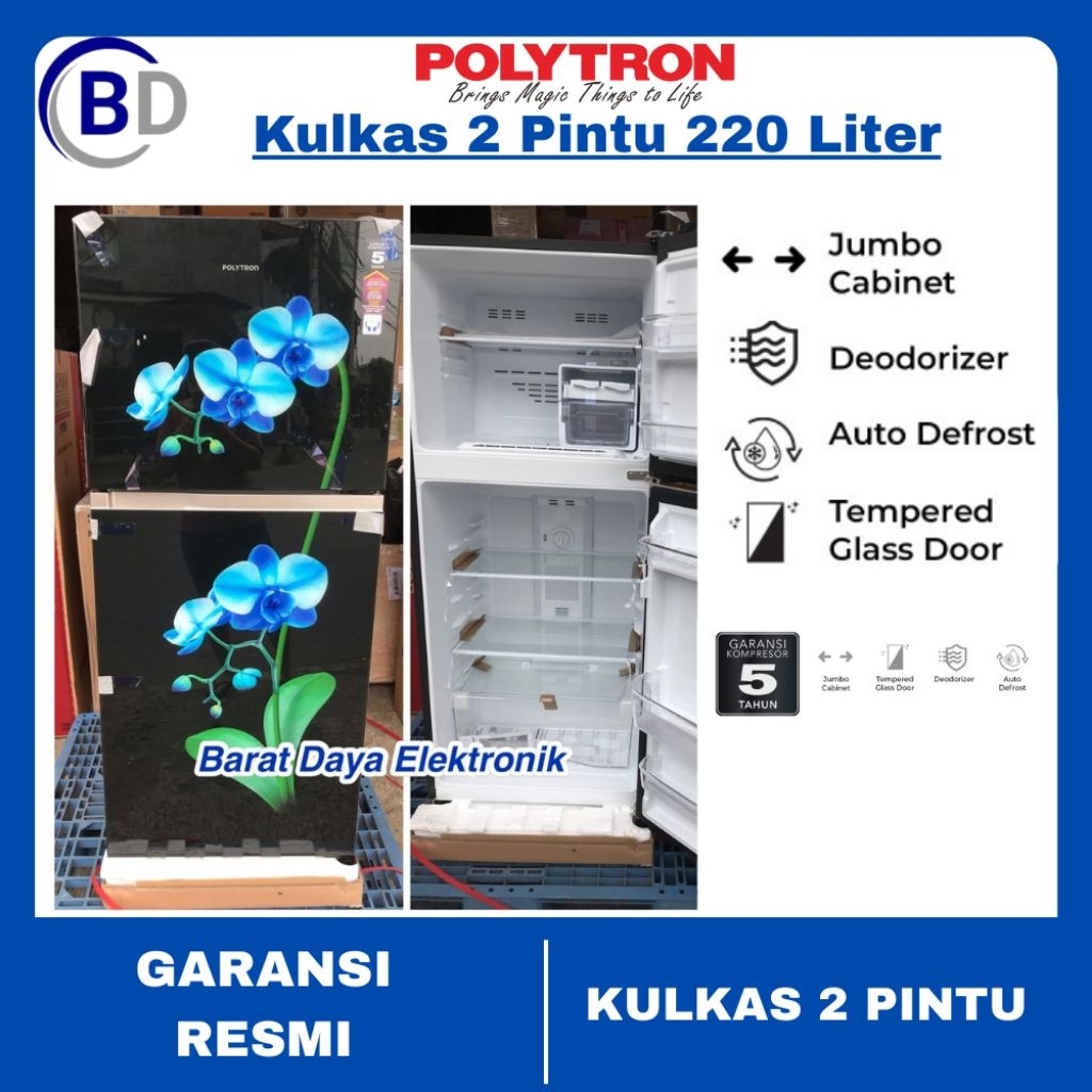 Polytron PRW 23MOW Kulkas 2 Pintu Belleza Jumbo
