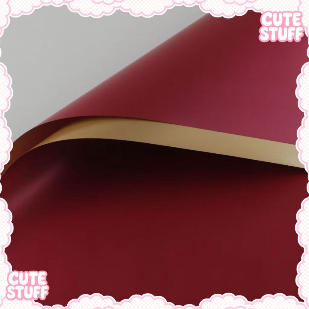 

❤️CS❤️Plastik buket 2 sisi gold maroon / cellophane / florist supply / paper wrapping / flower wrap / satuan