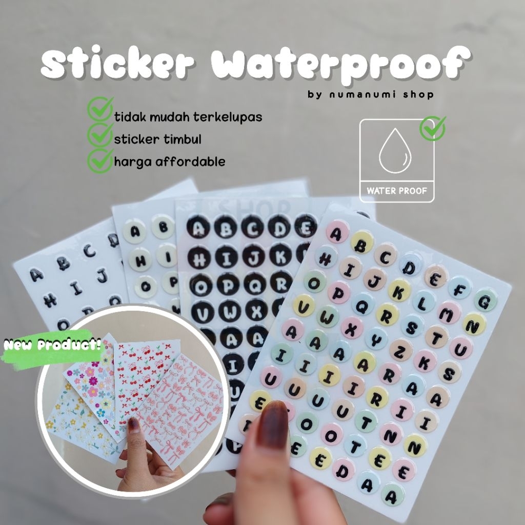 

STICKER WATERPROOF ANTI AIR ALFABET TIMBUL HURUF TUMBLER BUNGA CHERRY FLOWER COQUETTE PITA