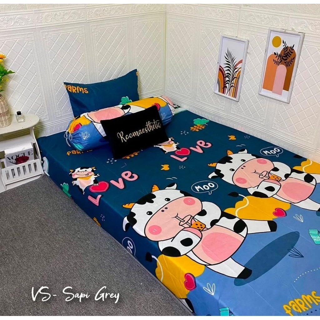 sprei homemade motif sapi uk 120 160 160