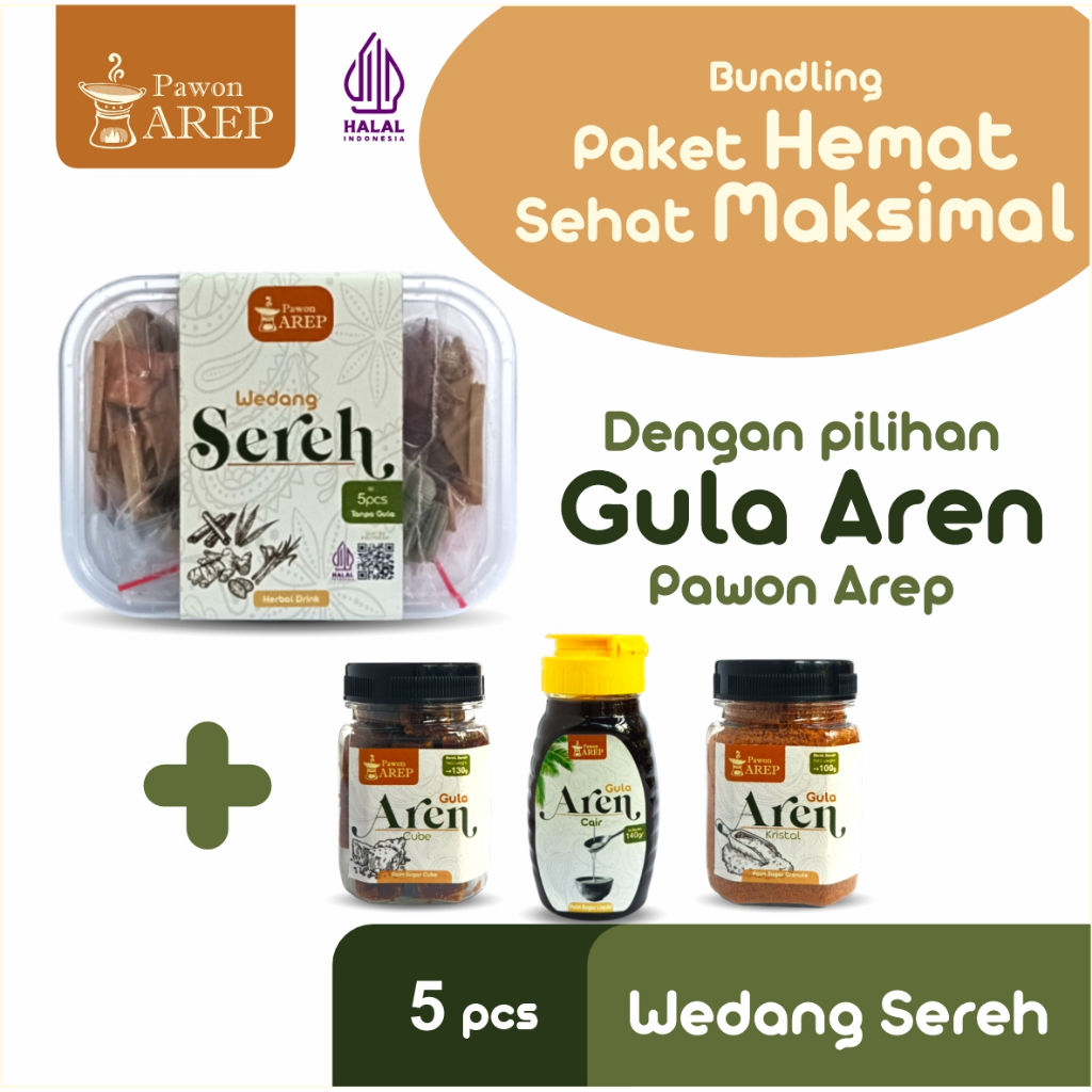 

Wedang Sereh Kering Isi 5 Sachet – Minuman Rempah Tradisional + Pilihan Bundling Gula Aren