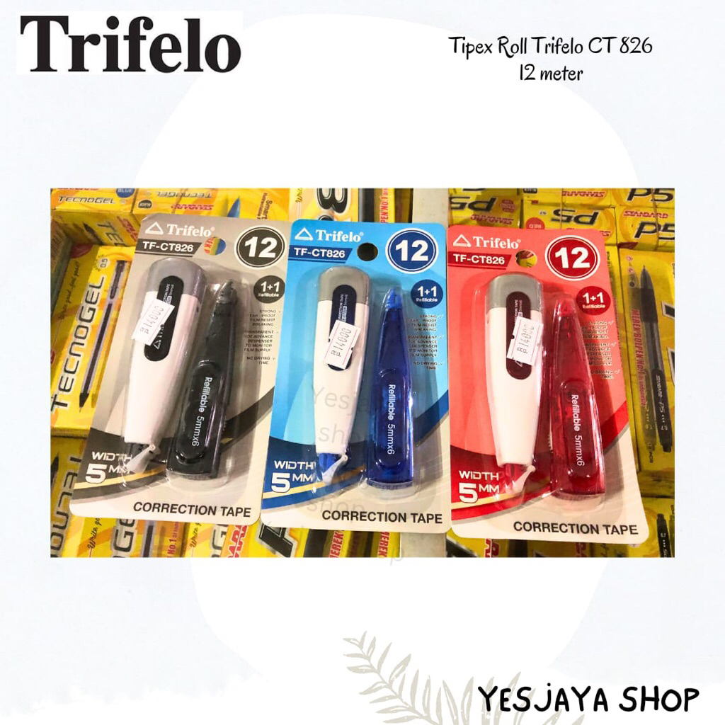 

{1 pc} Tipex Roll TRIFELO CT 826 + refill 12 meter / Tip ex refill / Correction Tape Trifelo 12 meter / Tip ex Trifelo / Tip ex 12 meter