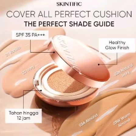 SKINTIFIC AUTHORIZED] SKINTIFIC Cover All Perfect Cushion 11ml |Make Up Bedak Glowing BB