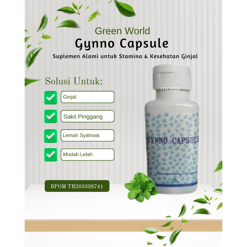 Green World Gynno Capsule | Herbal Vitalitas Pria | Suplemen Alami untuk Stamina & Kesehatan Ginjal
