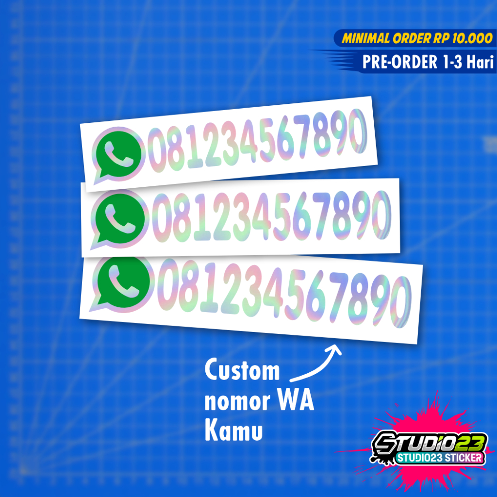

Stiker Cutting nomor WA Custom Hologram Polos